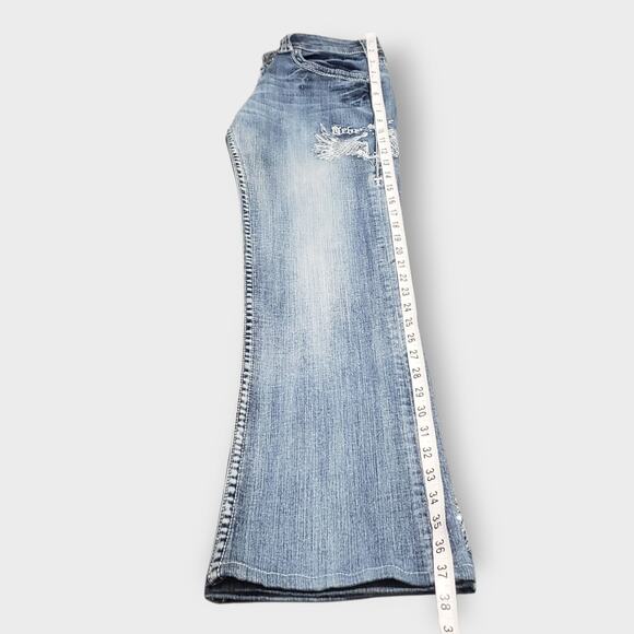 Cowgirl Tuff Jeans Wing & A Prayer Rhinestone Bootcut Low-Rise Y2K Sz 26x33 - Picture 15 of 15